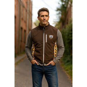 BOATHOUSE Brown Yellow Argyle Rowing Vest Windbreaker Top   Mens Size Small